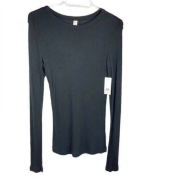 NWT BP Black Ribbed Long Sleeve Tee Shirt Medium - Picture 4 of 7